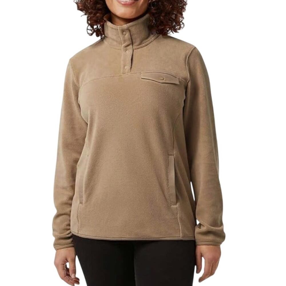32 Degrees Heat Fleece Pullover Snap Neck Olive Tan Size Medium